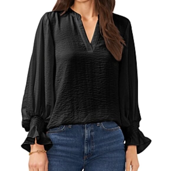 Vince Camuto Split Neck Long Sleeve Blouse - Picture 1 of 1